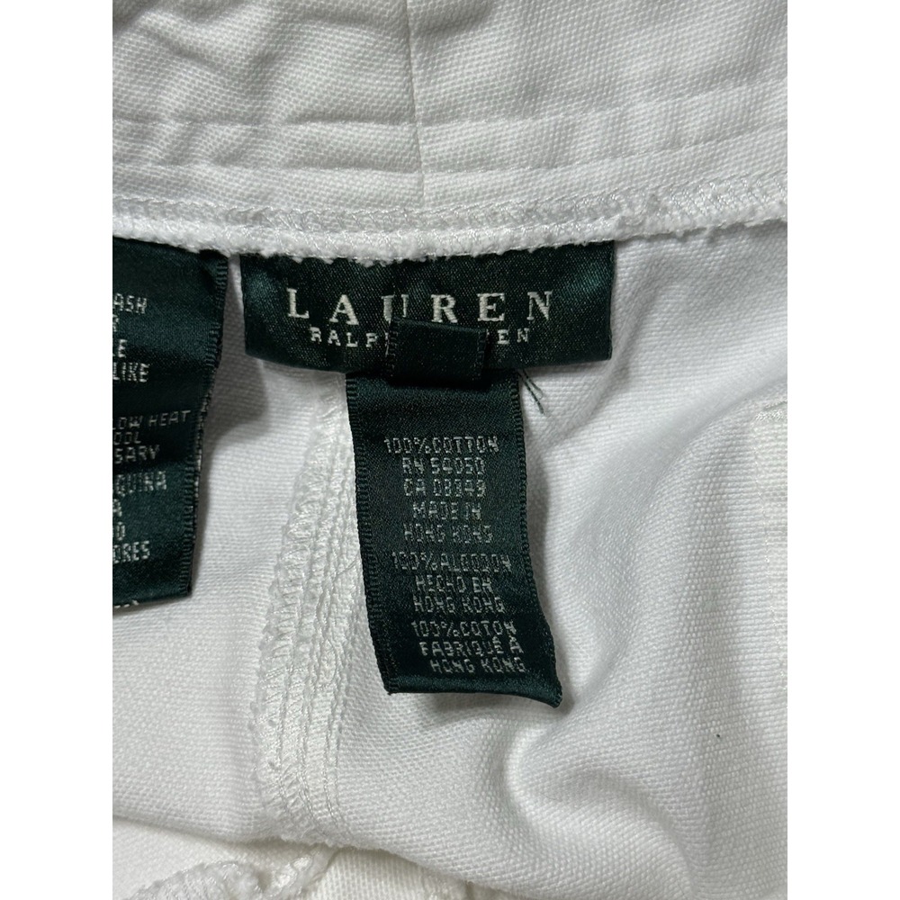 Lauren Ralph Lauren Gold Buckle Shorts Women's Size 14 White Gold Cotton Preppy - Picture 12 of 13